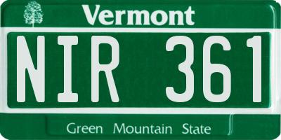 VT license plate NIR361