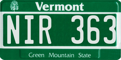 VT license plate NIR363