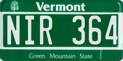 VT license plate NIR364