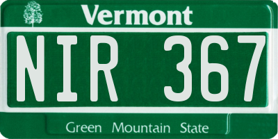 VT license plate NIR367