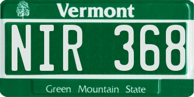 VT license plate NIR368