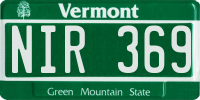 VT license plate NIR369