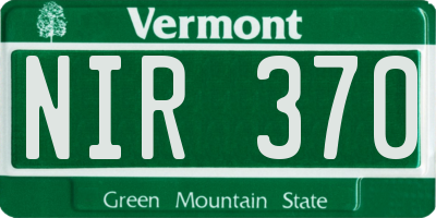 VT license plate NIR370