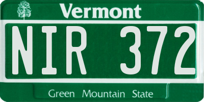VT license plate NIR372