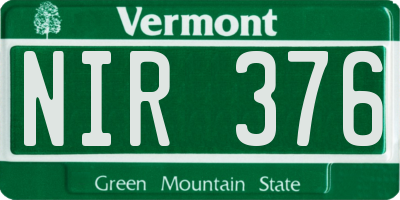 VT license plate NIR376