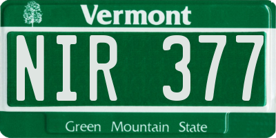 VT license plate NIR377