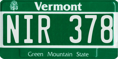 VT license plate NIR378