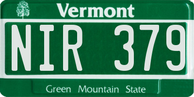 VT license plate NIR379