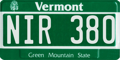 VT license plate NIR380