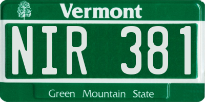 VT license plate NIR381