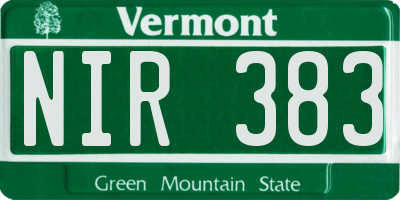 VT license plate NIR383