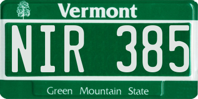 VT license plate NIR385