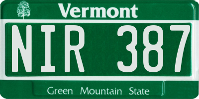VT license plate NIR387