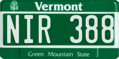 VT license plate NIR388