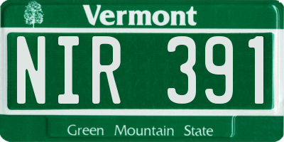 VT license plate NIR391