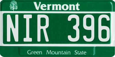 VT license plate NIR396
