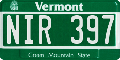 VT license plate NIR397
