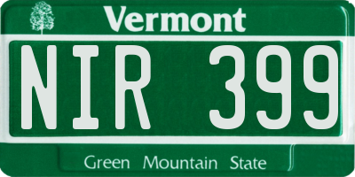 VT license plate NIR399