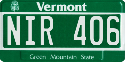 VT license plate NIR406
