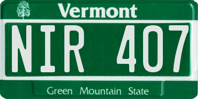 VT license plate NIR407