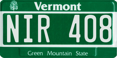VT license plate NIR408