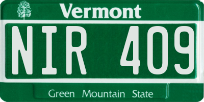 VT license plate NIR409