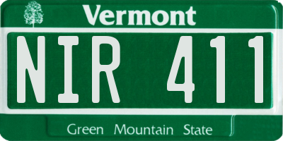 VT license plate NIR411