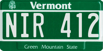 VT license plate NIR412