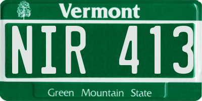 VT license plate NIR413