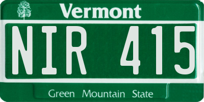 VT license plate NIR415