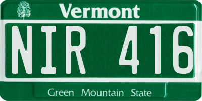 VT license plate NIR416