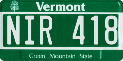 VT license plate NIR418