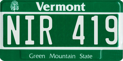 VT license plate NIR419