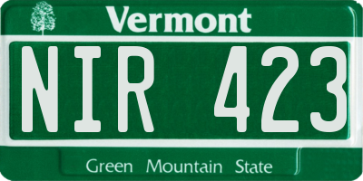 VT license plate NIR423