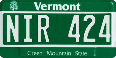 VT license plate NIR424
