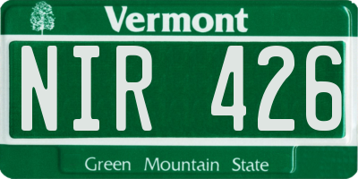 VT license plate NIR426