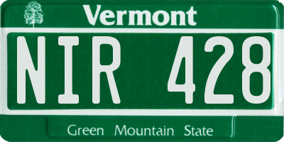 VT license plate NIR428
