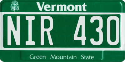 VT license plate NIR430