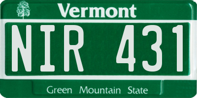 VT license plate NIR431