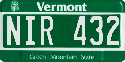 VT license plate NIR432