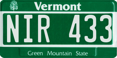 VT license plate NIR433