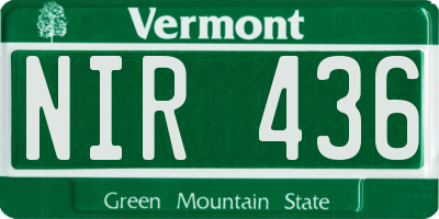 VT license plate NIR436