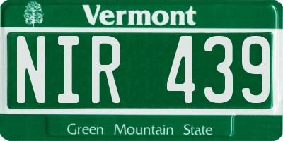 VT license plate NIR439