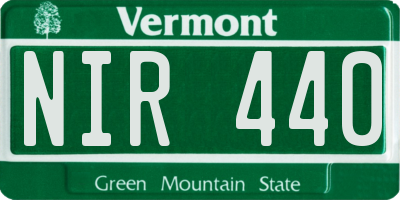 VT license plate NIR440