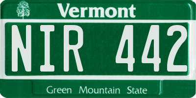VT license plate NIR442