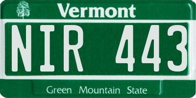 VT license plate NIR443