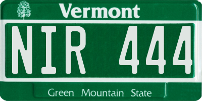 VT license plate NIR444