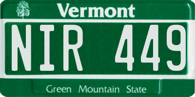 VT license plate NIR449
