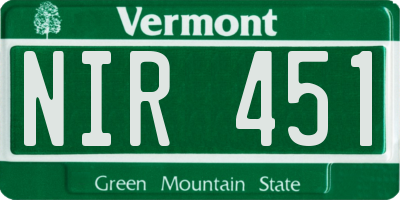 VT license plate NIR451