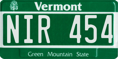 VT license plate NIR454